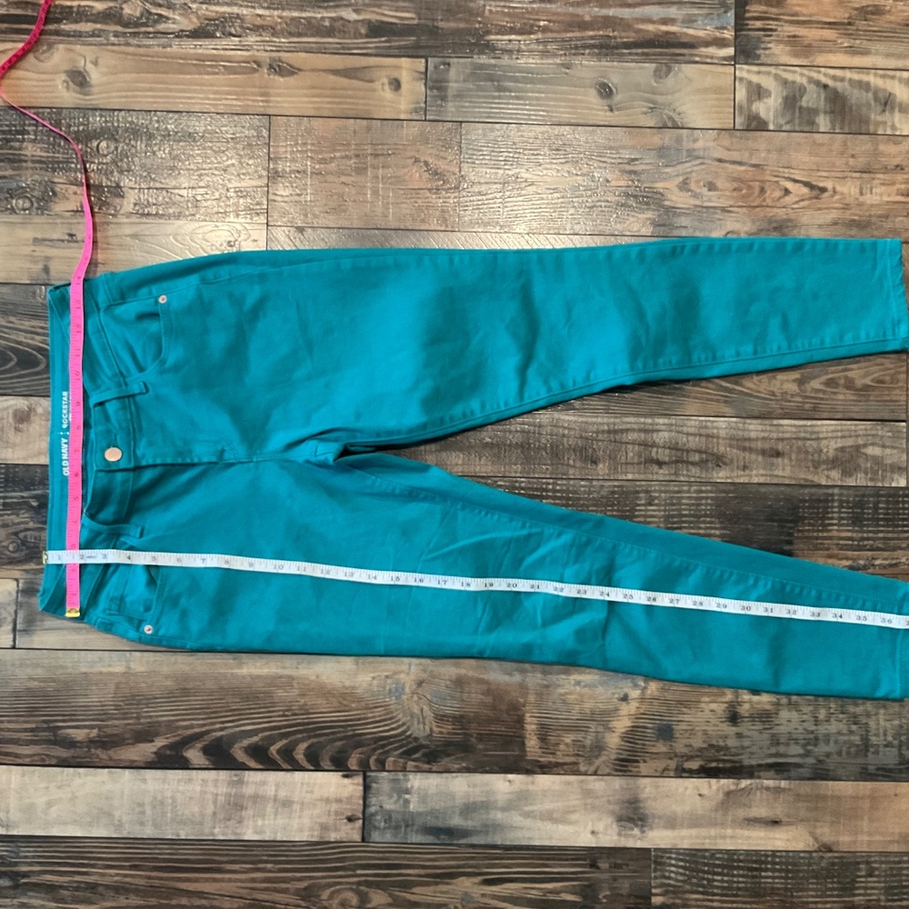 Old Navy RockStar Super Skinny Jeans Women's Teal Blue Green Mid Rise Denim - Picture 2 of 8